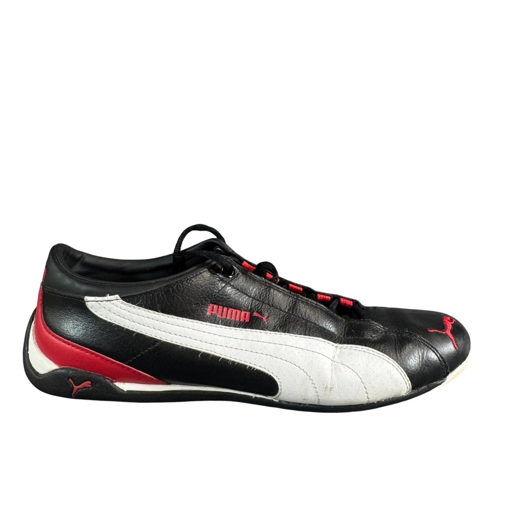 Puma Speed Cat Black White Red Leather Motorsport Sneakers Low Top Shoes 10.5